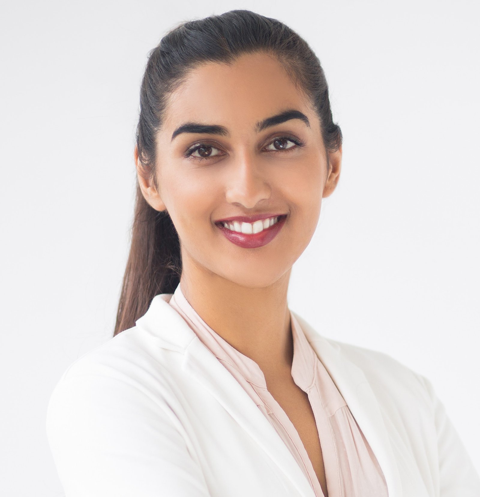 closeup of happy pretty indian business woman
